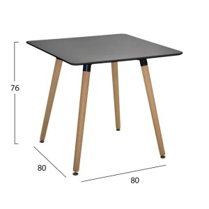 64890 ΣΕΤ 5ΤΜΧ ΤΡΑΠΕΖΙ MINIMAL ΜΑΥΡΟ & VEGAS ΛΕΥΚΕΣ HM10601 80x80x74 cm.