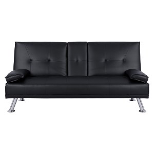 64906 ΚΑΝΑΠΕΣ ΚΡΕΒΑΤΙ BENIN ΜΕ ΜΑΥΡΟ PU 165x76,5x79 εκ ΚΑΙ ΠΤΥΣΣΟΜΕΝΟ ΜΠΡΑΤΣΟ HM3157.01