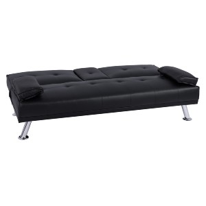 64906 ΚΑΝΑΠΕΣ ΚΡΕΒΑΤΙ BENIN ΜΕ ΜΑΥΡΟ PU 165x76,5x79 εκ ΚΑΙ ΠΤΥΣΣΟΜΕΝΟ ΜΠΡΑΤΣΟ HM3157.01