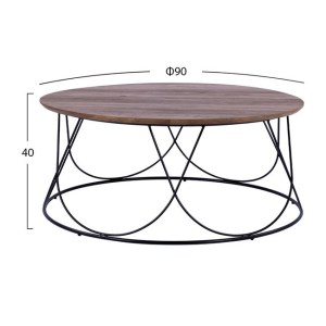 65090 ΤΡΑΠΕΖΑΚΙ ΣΑΛΟΝΙΟΥ ZENA HM8690 MDF TOP ΜΕ ΜΕΤΑΛΛΙΚΟ ΜΑΥΡΟ ΣΚΕΛΕΤΟ Φ90Χ40Υ εκ.