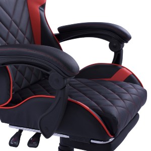 65184 ΠΟΛΥΘΡΟΝΑ GAMING SKYLER ΜΕ ΑΝΑΚΛΙΝΟΜΕΝΗ ΠΛΑΤΗ ΚΑΙ ΥΠΟΠΟΔΙΟ HM1157.01 ΣΕ ΧΡΩΜΑ ΜΑΥΡΟ-ΚΟΚΚΙΝΟ