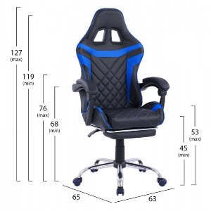 65186 ΠΟΛΥΘΡΟΝΑ GAMING ΜΕ ΑΝΑΚΛΙΝΟΜΕΝΗ ΠΛΑΤΗ ΚΑΙ ΥΠΟΠΟΔΙΟ HM1157.08 ΣΕ ΧΡΩΜΑ ΜΑΥΡΟ-ΜΠΛΕ