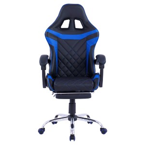65186 ΠΟΛΥΘΡΟΝΑ GAMING SKYLER ΜΕ ΑΝΑΚΛΙΝΟΜΕΝΗ ΠΛΑΤΗ ΚΑΙ ΥΠΟΠΟΔΙΟ HM1157.08 ΣΕ ΧΡΩΜΑ ΜΑΥΡΟ-ΜΠΛΕ