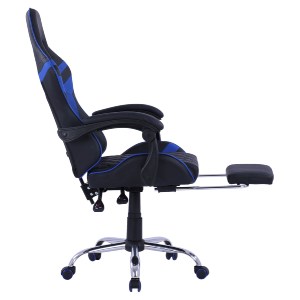 65186 ΠΟΛΥΘΡΟΝΑ GAMING SKYLER ΜΕ ΑΝΑΚΛΙΝΟΜΕΝΗ ΠΛΑΤΗ ΚΑΙ ΥΠΟΠΟΔΙΟ HM1157.08 ΣΕ ΧΡΩΜΑ ΜΑΥΡΟ-ΜΠΛΕ