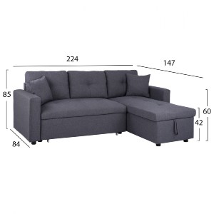 65226 ΚΑΝΑΠΕΣ ΓΩΝΙΑ ΚΡΕΒΑΤΙ WAYNE 224x147x85Υεκ. HM3028.11 ΓΚΡΙ ΥΦΑΣΜΑ