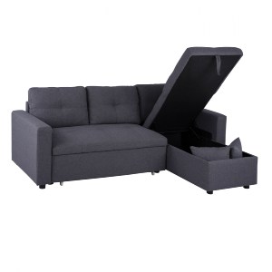 65226 ΚΑΝΑΠΕΣ ΓΩΝΙΑ ΚΡΕΒΑΤΙ WAYNE 224x147x85Υεκ. HM3028.11 ΓΚΡΙ ΥΦΑΣΜΑ