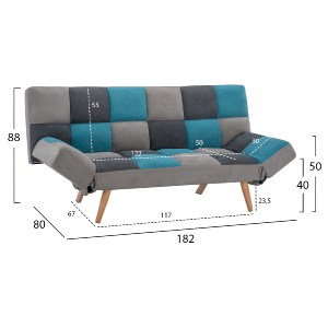 65582 ΚΑΝΑΠΕΣ ΚΡΕΒΑΤΙ MULTICOLOR 3ΘΕΣΙΟΣ HM3167.11 182Χ80Χ88Υ εκ.