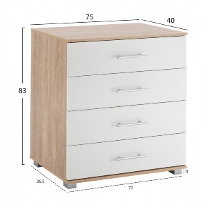 65927 ΣΥΡΤΑΡΙΕΡΑ ΜΕΛΑΜΙΝΗΣ BRIANA HM2204.06 ME 4 ΣΥΡΤΑΡΙΑ SONAMA-ΛΕΥΚΟ 75x40x83 εκ.