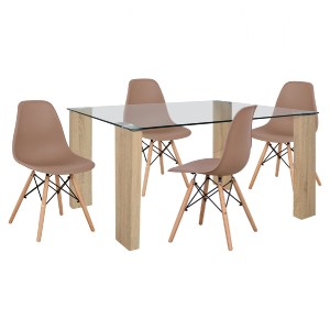 65928 ΣΕΤ ΤΡΑΠΕΖΑΡΙΑ 5ΤΜΧ ΜΕ ΤΡΑΠΕΖΙ MORGAN 140Χ80X75 & ΚΑΡΕΚΛΕΣ TWIST ΚΑΠΟΥΤΣΙΝΟ HM11406