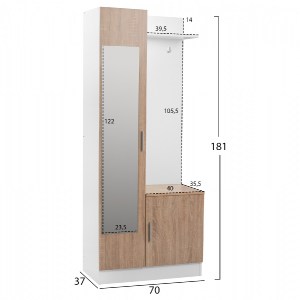 65957 ΕΠΙΠΛΟ ΕΙΣΟΔΟΥ ΜΕ ΚΑΘΡΕΠΤΗ JANICE HM2264 SONAMA ΛΕΥΚΟ 70x37x181 εκ.
