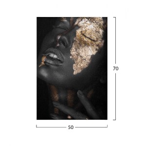 65988 ΠΙΝΑΚΑΣ ΚΑΜΒΑΣ DARK SKINNED GIRL WITH GOLD MAKEUP HM7196.01 50X3X70 εκ.