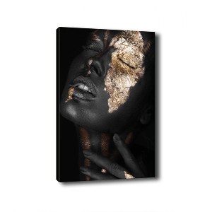 65988 ΠΙΝΑΚΑΣ ΚΑΜΒΑΣ DARK SKINNED GIRL WITH GOLD MAKEUP HM7196.01 50X3X70 εκ.