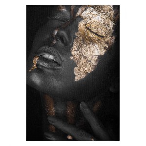 65988 ΠΙΝΑΚΑΣ ΚΑΜΒΑΣ DARK SKINNED GIRL WITH GOLD MAKEUP HM7196.01 50X3X70 εκ.