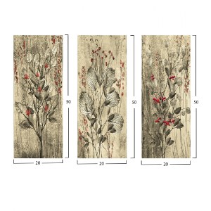 66042 ΠΙΝΑΚΑΣ ΤΡΙΠΤΥΧΟ MDF RED FLOWERS AND BERRIES HM7204.01 60x50x0,3 εκ.