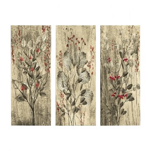 66042 ΠΙΝΑΚΑΣ ΤΡΙΠΤΥΧΟ MDF RED FLOWERS AND BERRIES HM7204.01 60x50x0,3 εκ.
