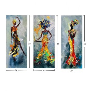 66043 ΠΙΝΑΚΑΣ ΤΡΙΠΤΥΧΟ MDF AFRICAN GIRL IN COLORFUL DRESS HM7204.02 60X0,3X50 εκ.