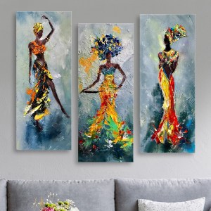 66043 ΠΙΝΑΚΑΣ ΤΡΙΠΤΥΧΟ MDF AFRICAN GIRL IN COLORFUL DRESS HM7204.02 60X0,3X50 εκ.