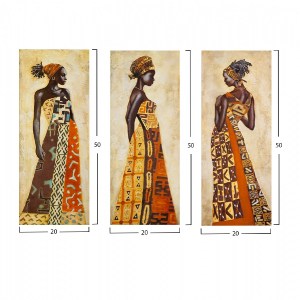 66044 ΠΙΝΑΚΑΣ ΤΡΙΠΤΥΧΟ MDF AFRICAN STYLE WOMEN HM7204.03 60X0,3X50 εκ.