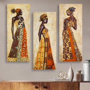 66044 ΠΙΝΑΚΑΣ ΤΡΙΠΤΥΧΟ MDF AFRICAN STYLE WOMEN HM7204.03 60X0,3X50 εκ.