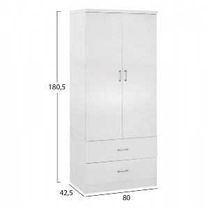 66182 ΝΤΟΥΛΑΠΑ 2ΦΥΛΛΗ ME 2 ΣΥΡΤΑΡΙΑ HM338.05 ΛΕΥΚΗ 80Χ42,5Χ180,5Υ εκ.