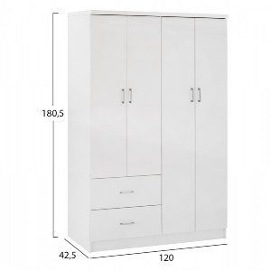 66206 ΝΤΟΥΛΑΠΑ 4ΦΥΛΛΗ ME 2 ΣΥΡΤΑΡΙΑ HM339.05 ΛΕΥΚΗ 120Χ42,5Χ180,5 εκ.