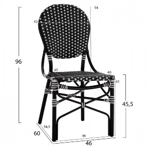 66458 ΚΑΡΕΚΛΑ ΑΛΟΥΜΙΝΙΟΥ BAMBOO LOOK ΜΕ WICKER ΜΑΥΡΟ ΛΕΥΚΟ HM5792.02 46x60x96 εκ.