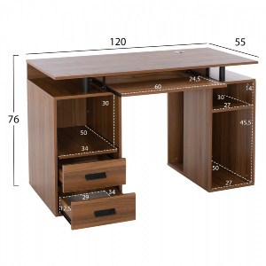 66516 ΓΡΑΦΕΙΟ ΜΕΛΑΜΙΝΗΣ STATUS HM2026.03 WALNUT 120Χ55Χ76 εκ.