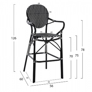 66888 ΣΚΑΜΠΟ ΑΛΟΥΜΙΝΙΟΥ BAMBOO LOOK ΜΕ WICKER ΜΑΥΡΟ ΛΕΥΚΟ HM5794.01 56x60x126 εκ.