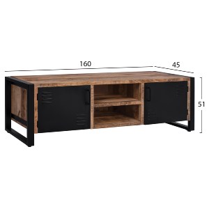 67449 ΕΠΙΠΛΟ TV TURNER HM8189.11 ΜΕΤΑΛΛΟ & ΜΑΣΙΦ ΞΥΛΟ MANGO ΦΥΣΙΚΟ 160x45x51Υ εκ.