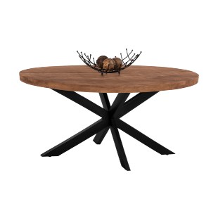 67453 ΤΡΑΠΕΖΙ LEVINHO HM8482.11 OVAL 6εκ.ΠΑΧΟΣ ΜΑΣΙΦ ΞΥΛΟ MANGO 160x90x77Υ εκ.