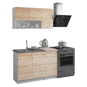 67490 ΣΥΝΘΕΣΗ ΚΟΥΖΙΝΑΣ JADIEL ΜΕΛΑΜΙΝΗ ΜΕ ΠΑΓΚΟ SONAMA-ΛΕΥΚΟ HM2440 120x46-29,2 εκ.