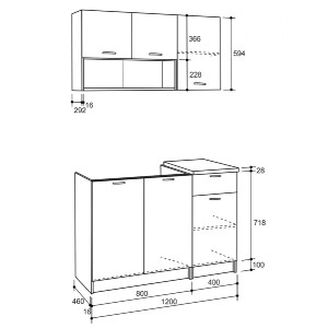 67490 ΣΥΝΘΕΣΗ ΚΟΥΖΙΝΑΣ ΜΕΛΑΜΙΝΗ SONAMA-ΛΕΥΚΟ HM2440 46-29,2x120 εκ.