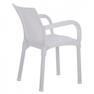 68509 ΠΟΛΥΘΡΟΝΑ ΠΟΛΥΠΡΟΠΥΛΕΝΙΟΥ RATTAN ΠΟΔΙ ALU HM5591.01 ΧΡΩΜΑ ΛΕΥΚΟ 60x60x82 cm