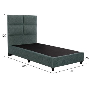 69224 ΚΡΕΒΑΤΙ MILO ΑΠΟ ΠΡΑΣΙΝΟ ΥΦΑΣΜΑ τύπου NUBUCK HM652.27 ΓΙΑ ΣΤΡΩΜΑ 90x200 εκ.