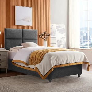 69271 ΚΡΕΒΑΤΙ MILO ΑΠΟ ΓΚΡΙ ΥΦΑΣΜΑ HM652.01 ΓΙΑ ΣΤΡΩΜΑ 90x200 εκ.