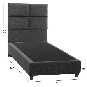 69271 ΚΡΕΒΑΤΙ MILO ΑΠΟ ΓΚΡΙ ΥΦΑΣΜΑ HM652.01 ΓΙΑ ΣΤΡΩΜΑ 90x200 εκ.