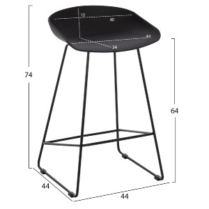 69393 ΣΚΑΜΠΟ ΜΠΑΡ NAILA HM9299.02 ΜΑΥΡΟ ΜΕΣΑΙΟΥ ΥΨΟΥΣ 44x44x74Yεκ.