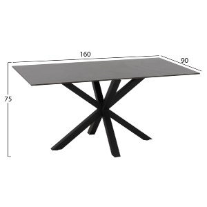 69456 ΤΡΑΠΕΖΙ ΤΡΑΠΕΖΑΡΙΑΣ SYNTEC HM9308.01 SINTERED STONE ΜΑΥΡΟ ΜΕΤΑΛΛΙΚΑ ΠΟΔΙΑ 160x90x75Y εκ.