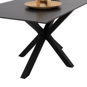 69456 ΤΡΑΠΕΖΙ ΤΡΑΠΕΖΑΡΙΑΣ SYNTEC HM9308.01 SINTERED STONE ΜΑΥΡΟ ΜΕΤΑΛΛΙΚΑ ΠΟΔΙΑ 160x90x75Y εκ.