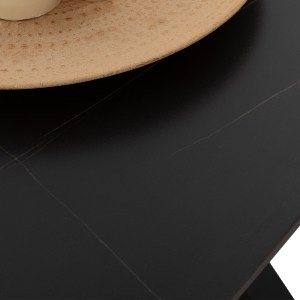 69456 ΤΡΑΠΕΖΙ ΤΡΑΠΕΖΑΡΙΑΣ SYNTEC HM9308.01 SINTERED STONE ΜΑΥΡΟ ΜΕΤΑΛΛΙΚΑ ΠΟΔΙΑ 160x90x75Y εκ.