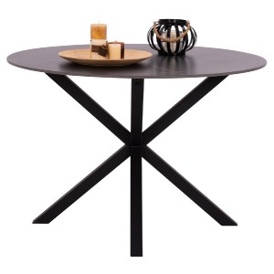 69457 ΤΡΑΠΕΖΙ ΤΡΑΠΕΖΑΡΙΑΣ ΣΤΡΟΓΓΥΛΟ ΑΠΟ SINTERED STONE ΜΑΥΡΟ ΜΕΤΑΛΛΙΚΑ ΠΟΔΙΑ Φ115x75Y εκ.HM9309.01