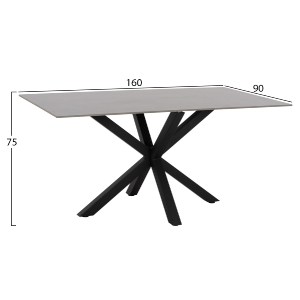 69471 ΤΡΑΠΕΖΙ ΤΡΑΠΕΖΑΡΙΑΣ SYNTEC HM9308.03 SINTERED STONE ΓΚΡΙ ΜΕΤΑΛΛΙΚΑ ΠΟΔΙΑ 160x90x75Υεκ.