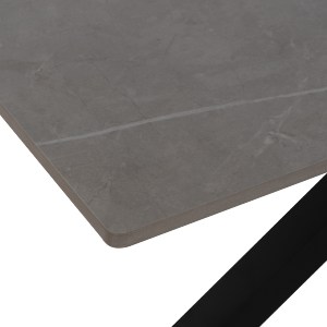69471 ΤΡΑΠΕΖΙ ΤΡΑΠΕΖΑΡΙΑΣ SYNTEC HM9308.03 SINTERED STONE ΓΚΡΙ ΜΕΤΑΛΛΙΚΑ ΠΟΔΙΑ 160x90x75Υεκ.