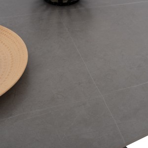 69471 ΤΡΑΠΕΖΙ ΤΡΑΠΕΖΑΡΙΑΣ SYNTEC HM9308.03 SINTERED STONE ΓΚΡΙ ΜΕΤΑΛΛΙΚΑ ΠΟΔΙΑ 160x90x75Υεκ.