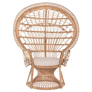 69763 ΠΟΛΥΘΡΟΝΑ ROYAL PEACOCK HM9342 RATTAN ΣΕ ΦΥΣΙΚΟ-ΜΑΞΙΛΑΡΙ ΜΠΕΖ 114x72x150Yεκ.