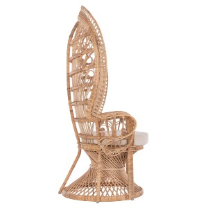 69763 ΠΟΛΥΘΡΟΝΑ ROYAL PEACOCK HM9342 RATTAN ΣΕ ΦΥΣΙΚΟ-ΜΑΞΙΛΑΡΙ ΜΠΕΖ 114x72x150Yεκ.
