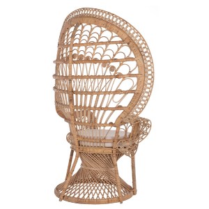 69763 ΠΟΛΥΘΡΟΝΑ ROYAL PEACOCK HM9342 RATTAN ΣΕ ΦΥΣΙΚΟ-ΜΑΞΙΛΑΡΙ ΜΠΕΖ 114x72x150Yεκ.
