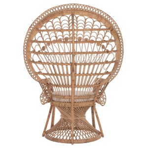 69763 ΠΟΛΥΘΡΟΝΑ ROYAL PEACOCK HM9342 RATTAN ΣΕ ΦΥΣΙΚΟ-ΜΑΞΙΛΑΡΙ ΜΠΕΖ 114x72x150Yεκ.