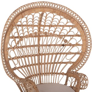 69763 ΠΟΛΥΘΡΟΝΑ ROYAL PEACOCK HM9342 RATTAN ΣΕ ΦΥΣΙΚΟ-ΜΑΞΙΛΑΡΙ ΜΠΕΖ 114x72x150Yεκ.
