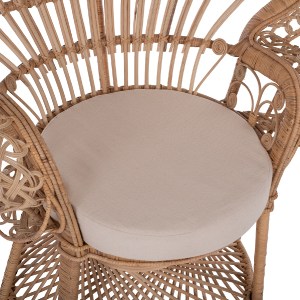 69763 ΠΟΛΥΘΡΟΝΑ ROYAL PEACOCK HM9342 RATTAN ΣΕ ΦΥΣΙΚΟ-ΜΑΞΙΛΑΡΙ ΜΠΕΖ 114x72x150Yεκ.
